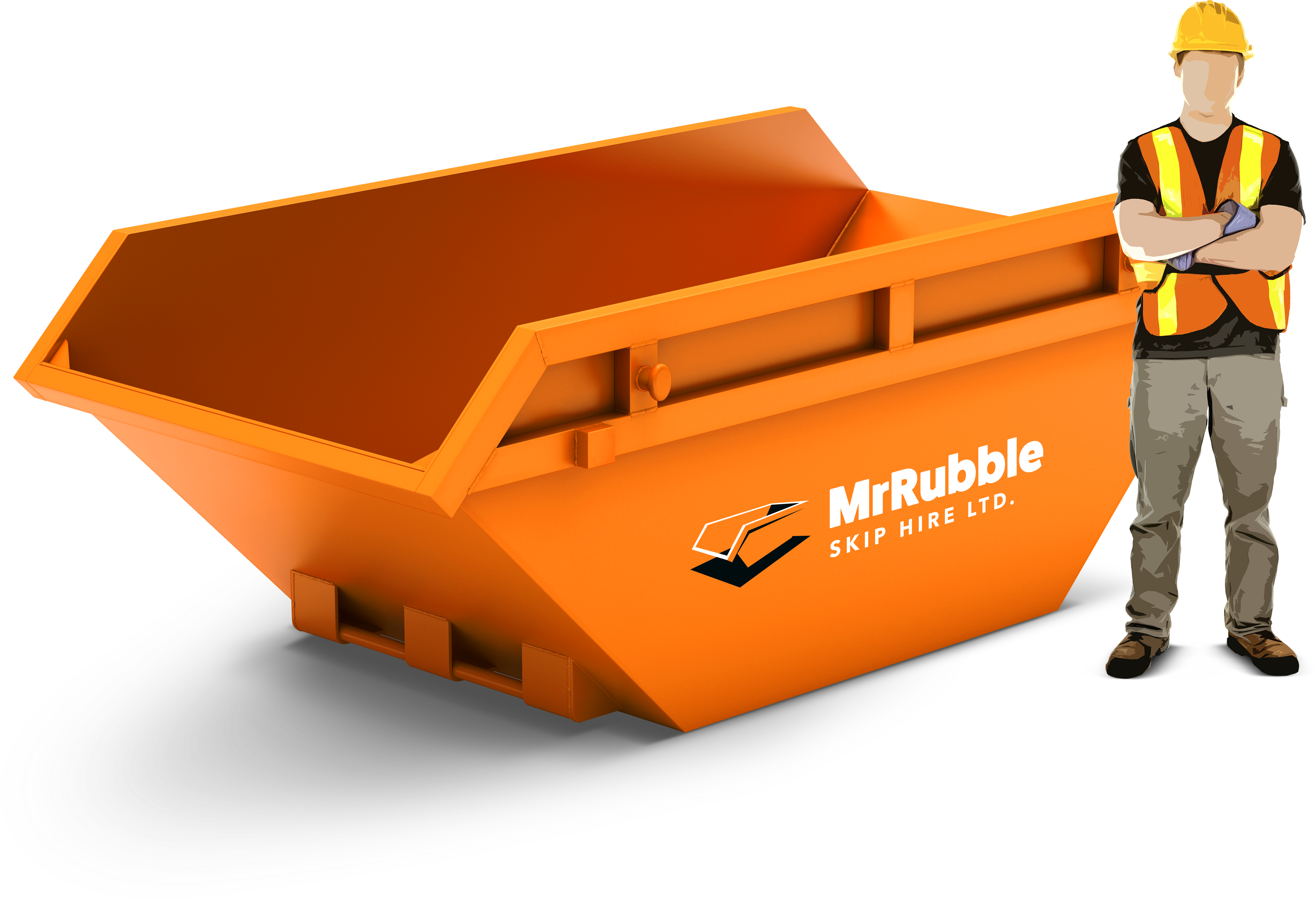 mr rubble orange vector 3 tonne skip